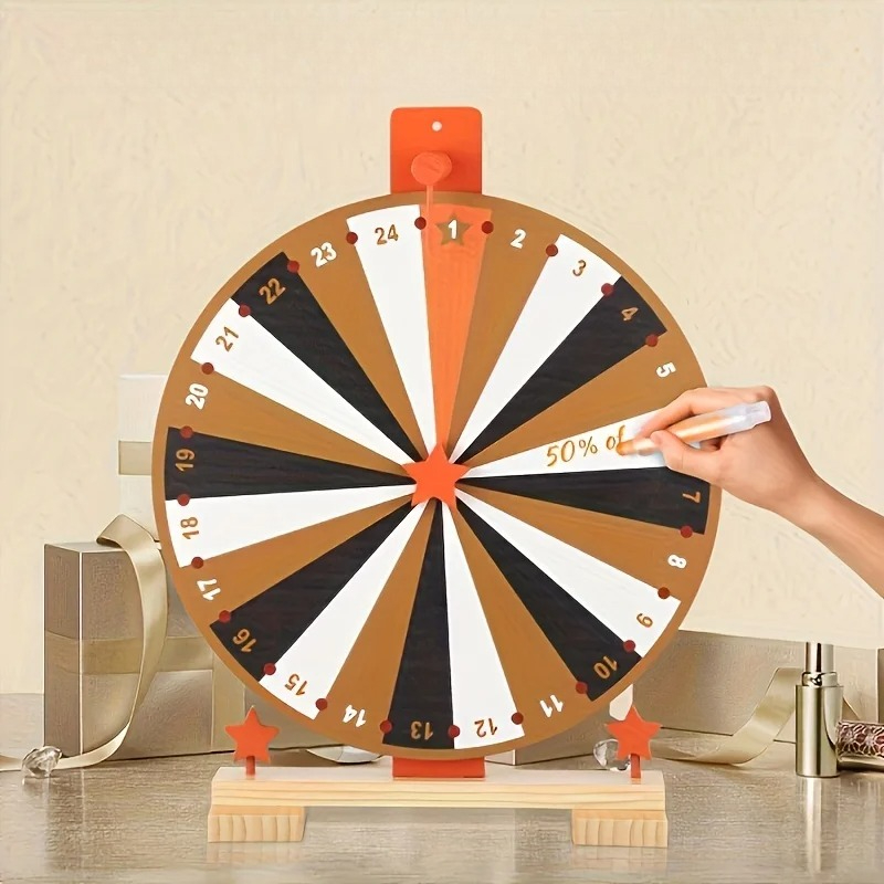 Party Games Spin The Wheel - Drewniane koło losowania z podstawką, 24